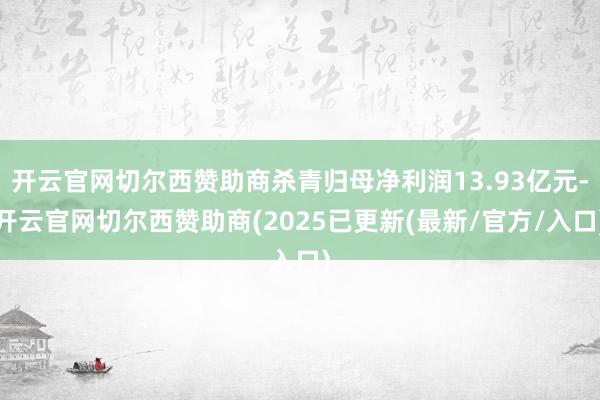 开云官网切尔西赞助商杀青归母净利润13.93亿元-开云官网切