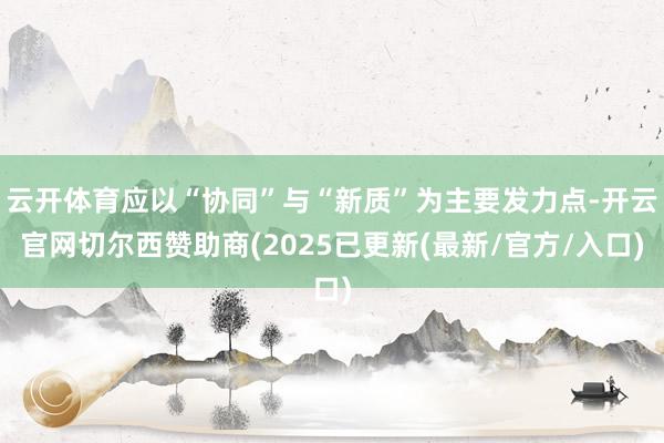 云开体育应以“协同”与“新质”为主要发力点-开云官网切尔西赞