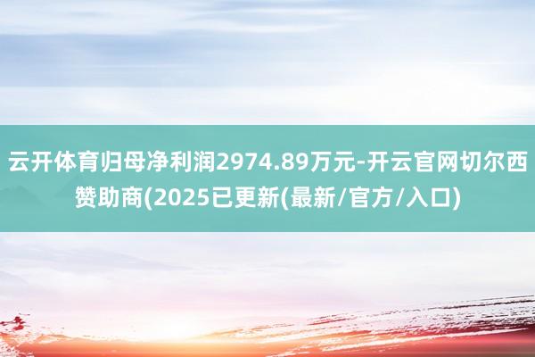 云开体育归母净利润2974.89万元-开云官网切尔西赞助商(